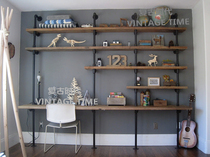 loft retro American Iron art Bookshelf Easy water mains Industrial bookcase Creative Display Shelf Solid Wood Furniture