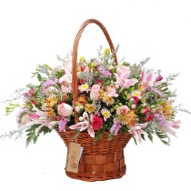 Carnation Pink Rose Flower Basket Teachers Day Birthday Flower Basket Shanghai Flower Express Jingan Temple Xuhui Flower 2954