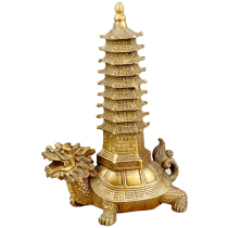 Pusheng Yuan Brass Wenchang Tower 9th Floor Dragon Turtle Gourd Home Decoration Ornaments Bronze Dragon Turtle Home Living Room