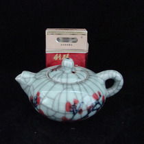 Jingdezhen Cultural Revolution Factory goods Ceramics Cracks Glazed hand painted greens red red plum small teapot to play