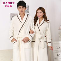 Nightgown womens winter thickening and lengthening flannel couple bathrobe coral velvet white bathrobe mens thickening mens pajamas