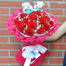 Red roses 19 bouquets Shanghai flowers Courier flower shop Jingan Huangpu Flowers Flowers
