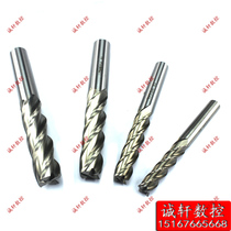 Full grinding straight shank extended milling cutter four-edge over center 4F-8 10 12 14 16 18 20mm HSS-AL teeth