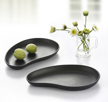 Black matte melamine A5 gallbladder plate crescent plate Korean dinner plate resistant flat plate restaurant factory wholesale