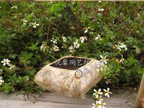 European style coarse pottery flower vase Old vintage pottery flower pot Gardening square pottery hanging pot hanging flower pot