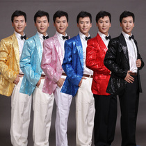  Mens sequined dress Performance clothing Host clothing Singer stage clothing Mens sequined suit emcee clothing