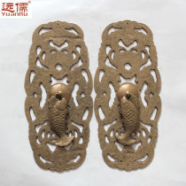 Yuanru copper sculpture Chinese antique handle Ming and Qing furniture accessories Straight handle Brass door handle YRG087