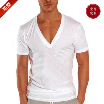 Summer dress new fashion casual T-shirt men short sleeve T-shirt large V collar pure cotton Leica sweat comfortable set to do