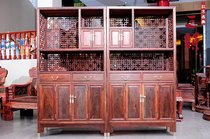 Redwood furniture Laos red sour branch furniture antique furniture mahogany bookcase red sour branch bookcase hollow 2 sets