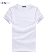  Pure white t-shirt mens and womens short-sleeved casual solid color Lycra t-shirt wholesale half-sleeved pure cotton round neck bottoming shirt printed logo
