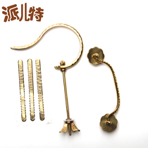 Small brass twist hook Acacia embroidered eye small cage hook bamboo handmade brass