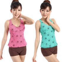 Nobu Women's Split Split Corner Swimsuit Small Chest Push Up Conservative Girls' Swimsuit Big Kids Students Belly Covering Hot Spring Swimsuit