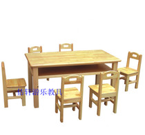 Kindergarten double table and chair combination suit Childrens six table students study desk baby solid wood table