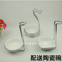 Hotel hot pot restaurant soup spoon holder stainless steel soup spoon rack spatula spoon rack soup spoon support to deliver ceramic bowl