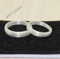 Handmade custom s990 foot silver ring sterling silver couple silver ring men and women frosted closed mouth ring ring
