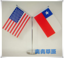 High-end stainless steel Y-shaped flag seat double pole table flag seat table flag stand High-end signature flag negotiation flag