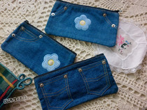 Foreign Trade Japan Original Single Denim Embroidery Rivet Bag Mobile Phone Bag Containing Key Bag Children Student Pen Bag Stationery Bag