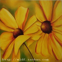 Yellow chrysanthemum flowers frameless painting Simple hand painted oil painting Corridor entrance hanging painting Restaurant hotel mural Modern decorative painting