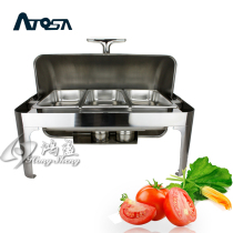 Hotel supplies)Western kitchenware)Square full clamshell stainless steel buffet stove (three pots) can be heated