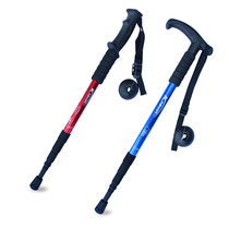 Hiking poles Aluminum alloy hiking poles Walking poles Telescopic crutches T-handle Travel climbing poles Outdoor equipment straight handle