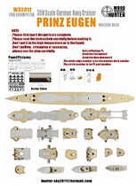 Hunter W35011 1 350 German Prince Eugen cruiser wooden deck with trumpeter 05313