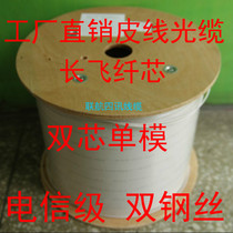 Two-core leather line optical cable Long fly fiber core Indoor 2 core metal reinforced double-core single-mode telecom FTTH fiber entry