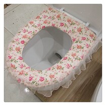 Special price 1 piece European pastoral fabric lace lace toilet cushion spring and summer zipper toilet cover