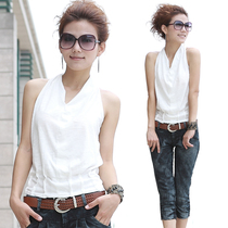 Summer 100 hitch hanging neck outside wearing tide V collar small harnesses vest lady short inside lap sleeveless lady blouses undershirt