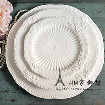 European zakka relief ceramic tableware set Bone China afternoon tea heart plate Cake plate Western dish plate Fish plate