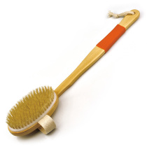 Meng Dale pig bristles bath cotton long handle split bath brush double-sided massage plastic split