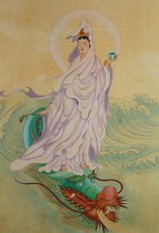 Pure hand-painted meticulous painting thirty-three Guanyin icon picture hanging picture HD Buddha Hall living room Chinese painting wall chart hanging picture