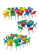 Kindergarten special desks and chairs round Baby 6 pieces of table plastic games baby table and chair children Table