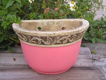 European style wall decoration flower pot pink vintage ceramic hanging wall flower pot background wall decoration