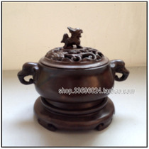 Jufo Pavilion Taiwan fine bronze*4-inch elephant ear bronze antique sandalwood furnace