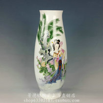 Jingdezhen ceramics Tao Yin famous celebrity work "Flowers and Moon Appearance" Lady Picture Vase