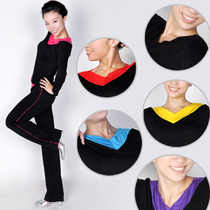 Fu dance square dance clothing square dance clothing new set Double V collar long sleeve jacket fork waist trousers set