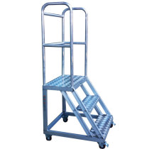 Chuangming non-standard aluminum alloy mobile climbing ladder three-step ladder storage goods ladder sub-supermarket goods ladder engineering ladder