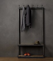 American antique hanger retro solid wood hanging clothes hanger hanging bag rack clothing show shelf for shoe-changing stool industrial wind