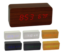 Vintage wooden alarm clock LED silent electronic clock Creative fashion bedside clock Living room clock ornaments luminous clock