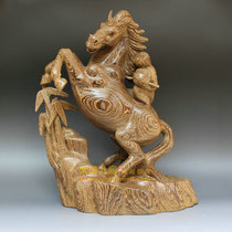 Immediately seal the horse to the success of animal ornaments solid wood carving mahogany carving crafts home furnishings