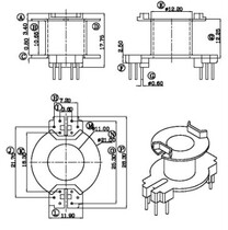 RM10 high frequency transformer core straight-plug skeleton vertical 6 6-pin