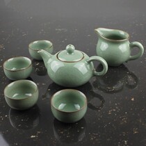 Green Porcelain Tea Set Suit Manufacturer Direct Marketing Gokiln Mezi Green Open Sheet Imitation Ancient Green Porcelain Kongfu Tea Tea Set Whole Package Low Price