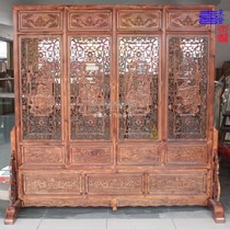  Dongyang wood carving screen floor-to-ceiling screen Wood carving piano chess calligraphy and painting interstitial screen Solid wood Chinese hollow living room screen partition