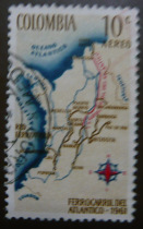 New railway transportation route map of the Santa Marta-Bona railway in Colombia in 1962