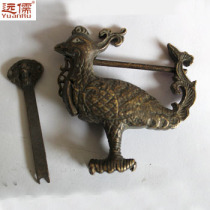 Ancient bronze sculpture Chinese imitation antique bronze lock padlock collection interesting bronze lock large foodie chicken lock (Fenglock) YRM072