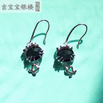 Export original single Sterling Silver 925 fashion ear pendant cat sterling silver diamond 3 fold hot sale