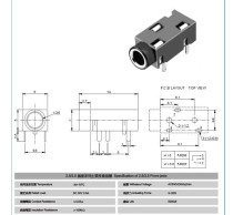 3 5 headphone socket PJ-320F audio socket in-line 3 Pin with inner copper ring audio interface environmental protection