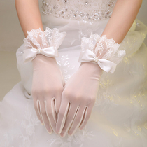 2016 New Wedding Bride wedding dress gloves bride evening gloves dress lace short gloves gauze gloves accessories