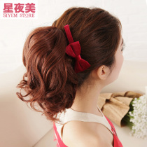 Bridal wig bag curly hair Hepburn wig female fluffy meatball head bud head costume plate bun fake ponytail