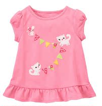 US buy back Gymboree goldbaby girl top colorful flag cat lace dress bubble sleeve